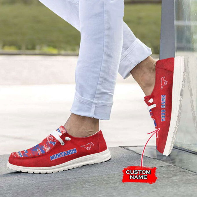 NCAA SMU Mustangs Hey Dude Shoes Wally Lace Up Loafers Moccasin Slippers HDS1079