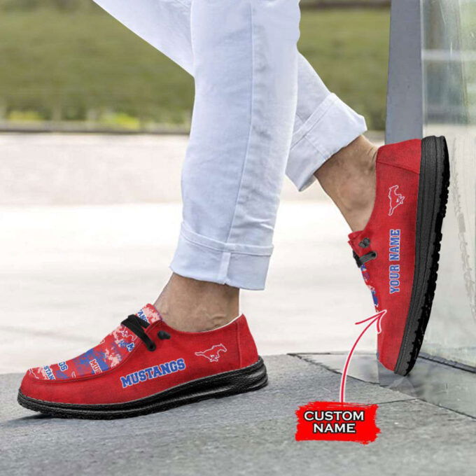 NCAA SMU Mustangs Hey Dude Shoes Wally Lace Up Loafers Moccasin Slippers HDS1079