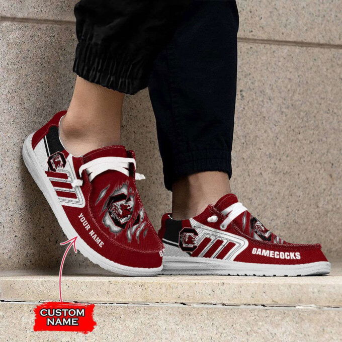 NCAA South Carolina Gamecocks Hey Dude Shoes Wally Lace Up Loafers Moccasin Slippers HDS1091