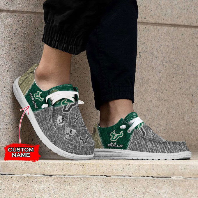 NCAA South Florida Bulls Hey Dude Shoes Wally Lace Up Loafers Moccasin Slippers