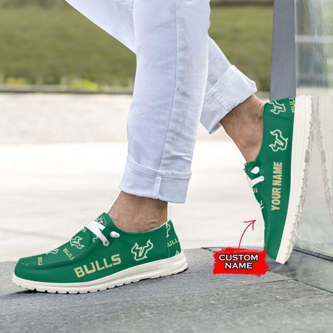 NCAA South Florida Bulls Hey Dude Shoes Wally Lace Up Loafers Moccasin Slippers Fan Gifts
