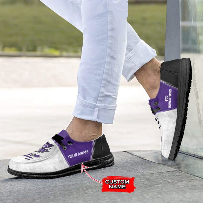 NCAA TCU Horned Frogs Hey Dude Shoes Wally Lace Up Loafers Moccasin Slippers HDS1165