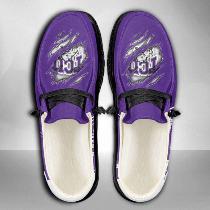 NCAA TCU Horned Frogs Hey Dude Shoes Wally Lace Up Loafers Moccasin Slippers HDS1171