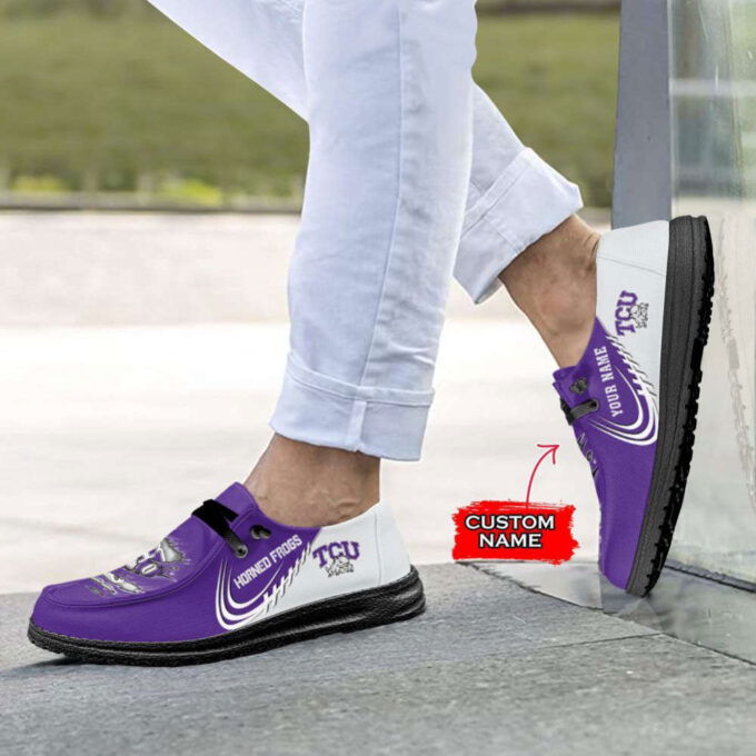 NCAA TCU Horned Frogs Hey Dude Shoes Wally Lace Up Loafers Moccasin Slippers HDS1171