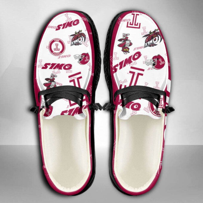 NCAA Temple Owls Hey Dude Shoes Wally Lace Up Loafers Moccasin Slippers
