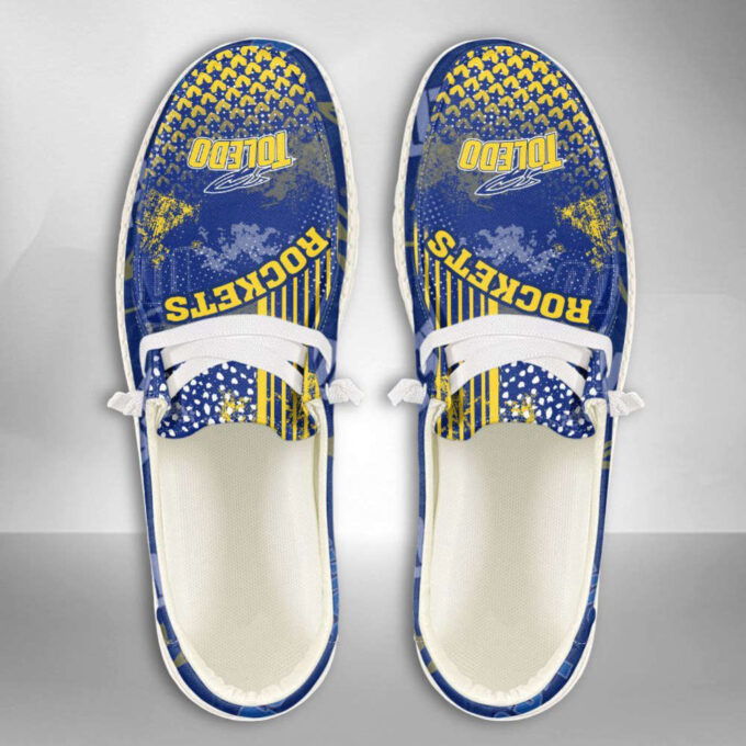 NCAA Toledo Rockets Hey Dude Shoes Wally Lace Up Loafers Moccasin Slippers Fan Gifts