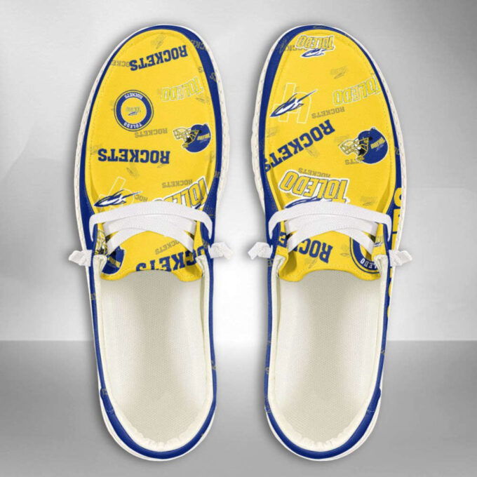 NCAA Toledo Rockets Hey Dude Shoes Wally Lace Up Loafers Moccasin Slippers HDS1243