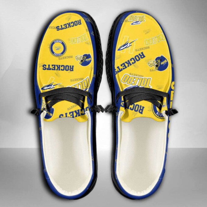 NCAA Toledo Rockets Hey Dude Shoes Wally Lace Up Loafers Moccasin Slippers HDS1243