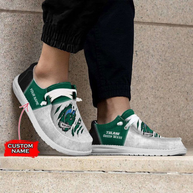 NCAA Tulane Green Wave Hey Dude Shoes Wally Lace Up Loafers Moccasin Slippers