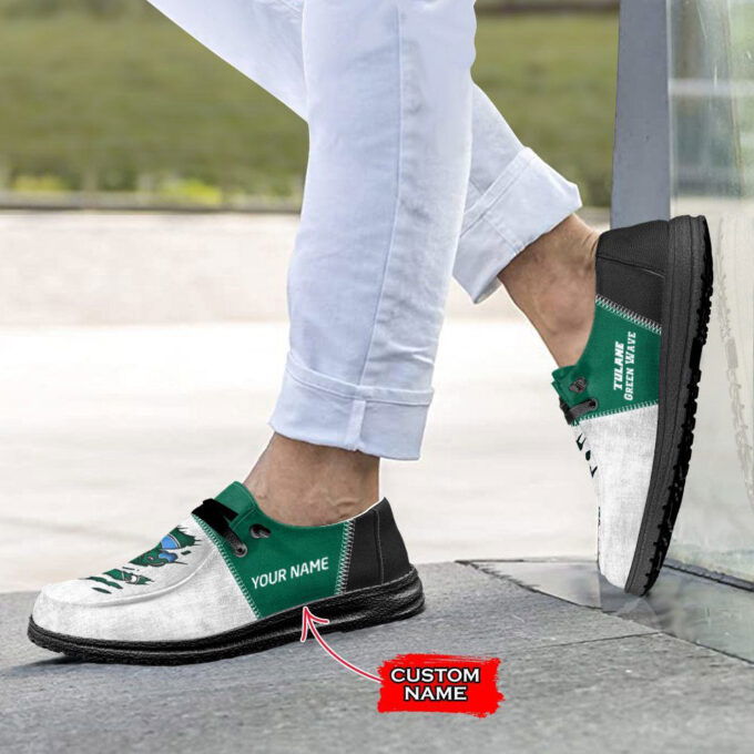 NCAA Tulane Green Wave Hey Dude Shoes Wally Lace Up Loafers Moccasin Slippers