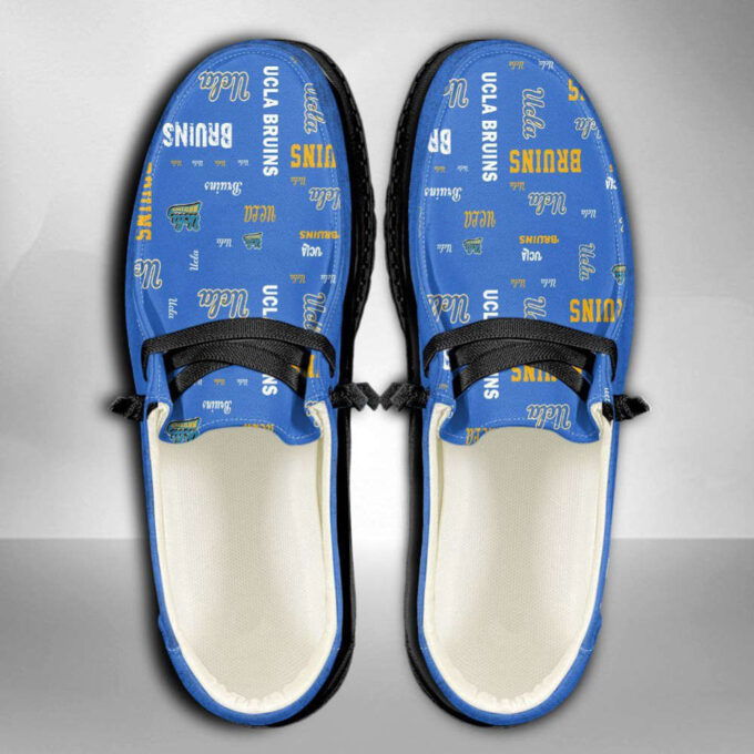 NCAA UCLA Bruins Hey Dude Shoes Wally Lace Up Loafers Moccasin Slippers HDS1288