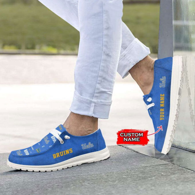 NCAA UCLA Bruins Hey Dude Shoes Wally Lace Up Loafers Moccasin Slippers HDS1288