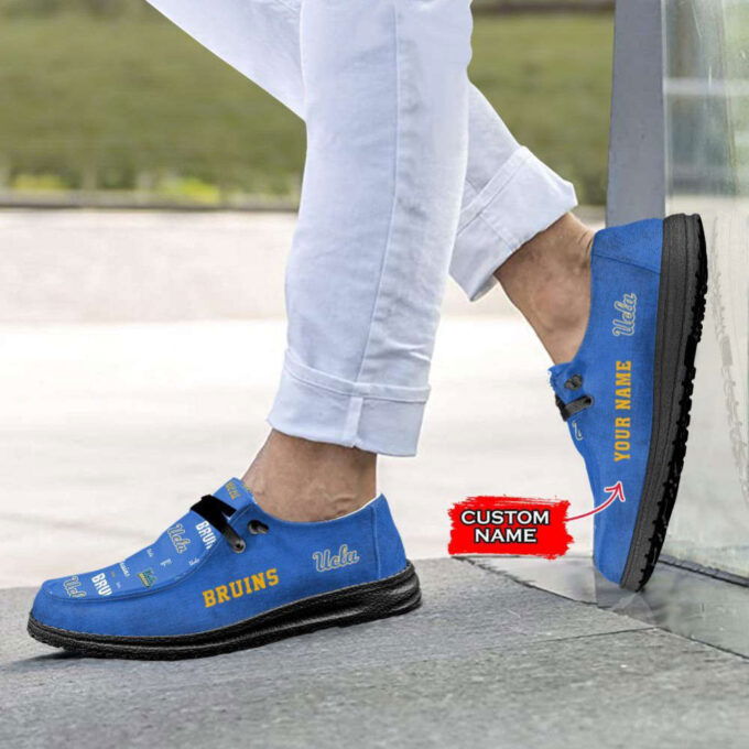 NCAA UCLA Bruins Hey Dude Shoes Wally Lace Up Loafers Moccasin Slippers HDS1288