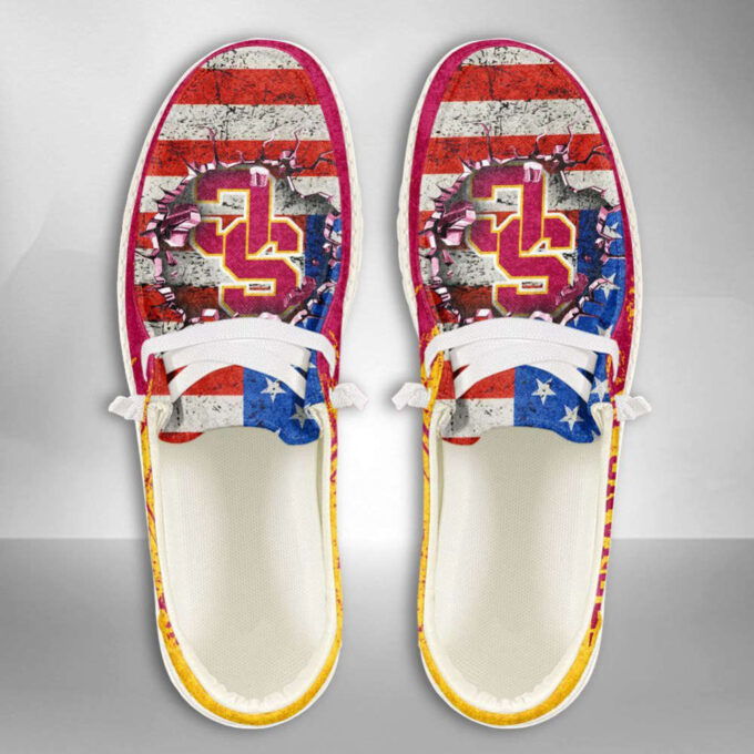 NCAA USC Trojans Hey Dude Shoes Wally Lace Up Loafers Moccasin Slippers