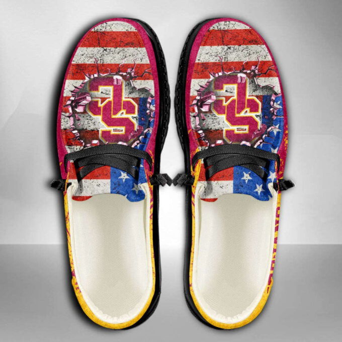 NCAA USC Trojans Hey Dude Shoes Wally Lace Up Loafers Moccasin Slippers