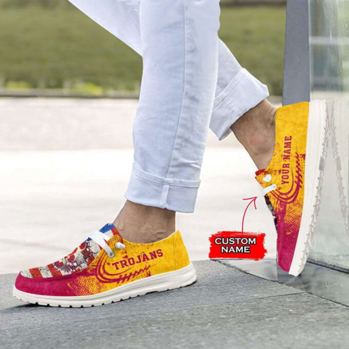 NCAA USC Trojans Hey Dude Shoes Wally Lace Up Loafers Moccasin Slippers