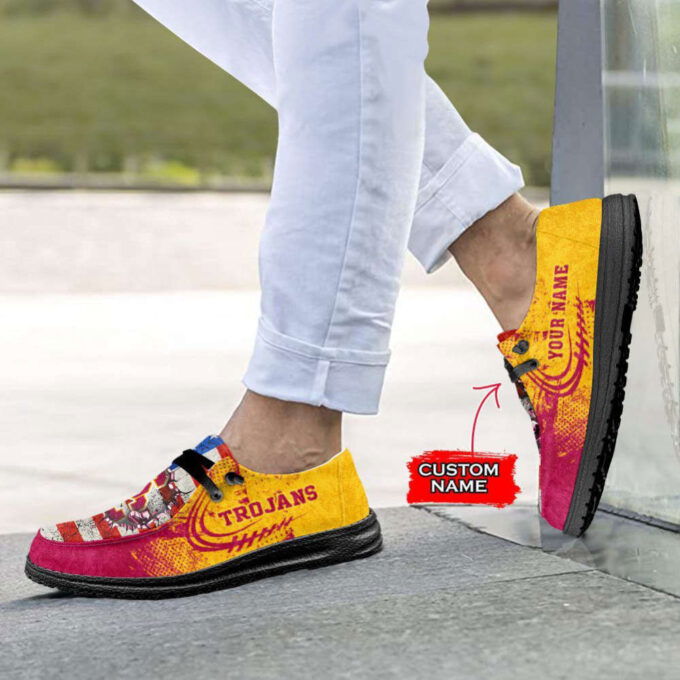 NCAA USC Trojans Hey Dude Shoes Wally Lace Up Loafers Moccasin Slippers