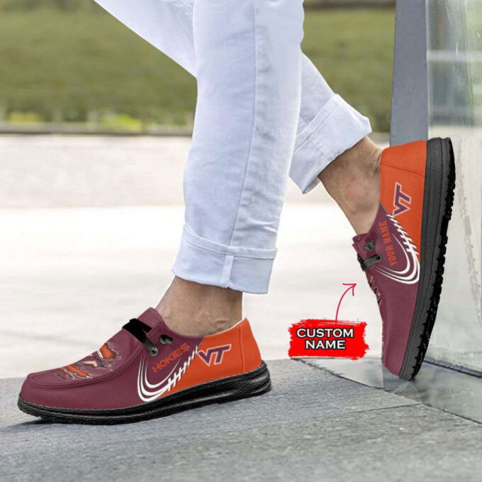 NCAA Virginia Tech Hokies Hey Dude Shoes Wally Lace Up Loafers Moccasin Slippers Fan Gifts