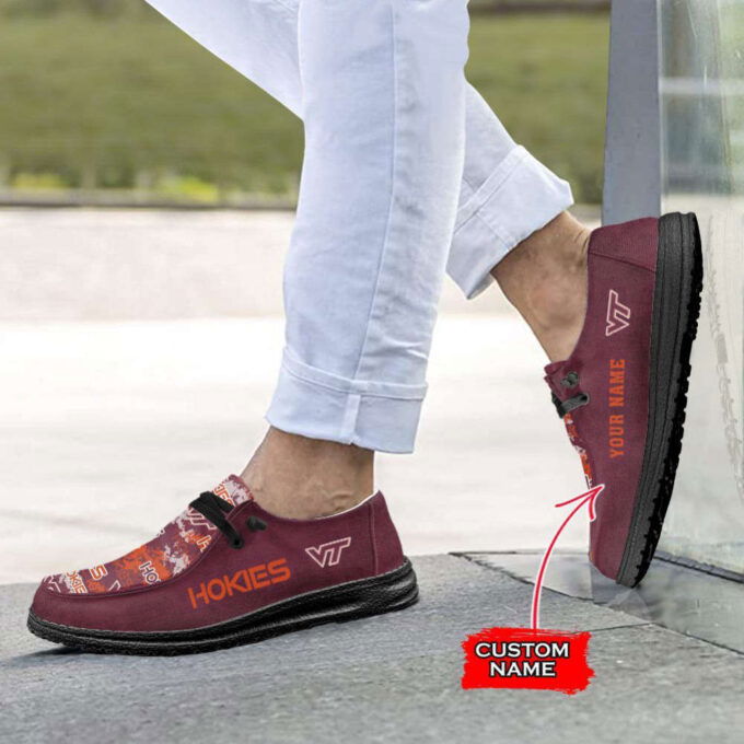 NCAA Virginia Tech Hokies Hey Dude Shoes Wally Lace Up Loafers Moccasin Slippers HDS1349