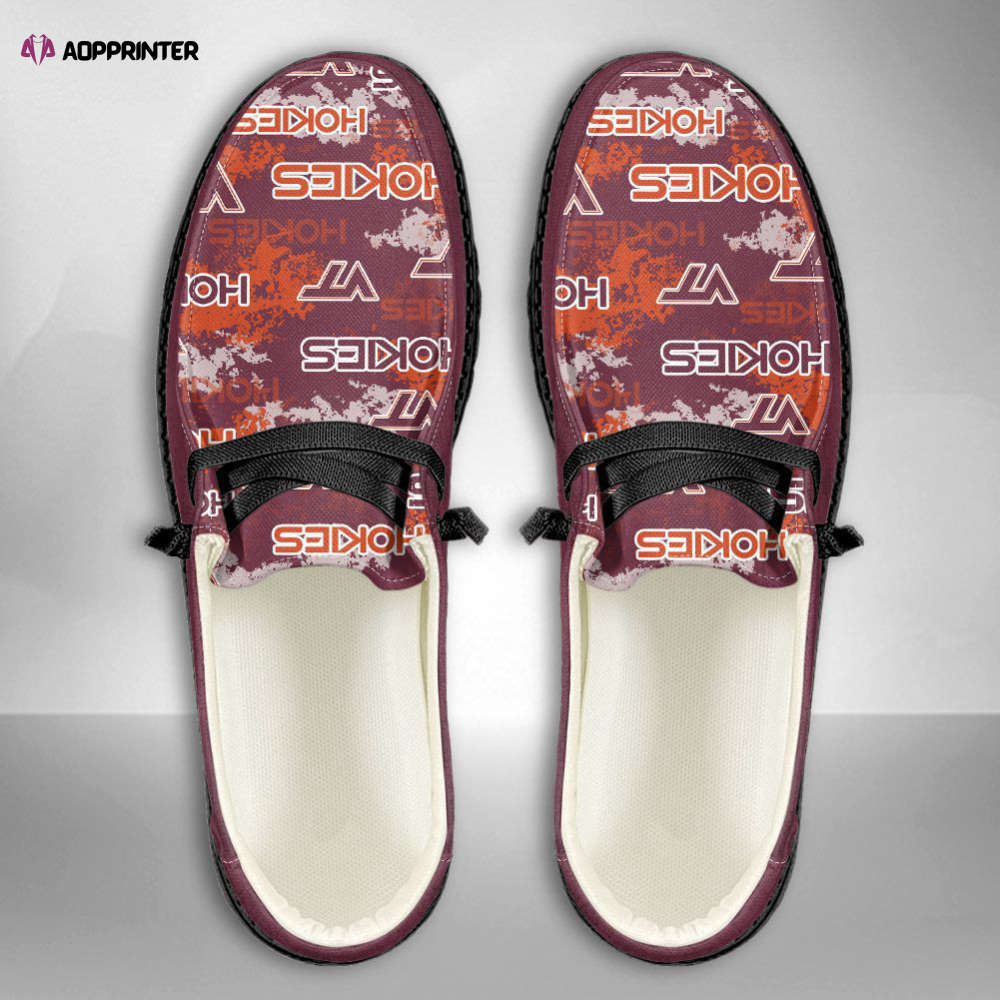 NCAA Virginia Tech Hokies Hey Dude Shoes Wally Lace Up Loafers Moccasin Slippers HDS1349 NCAA Virginia Tech Hokies Hey Dude Shoes Wally Lace Up Loafers Moccasin Slippers HDS1349