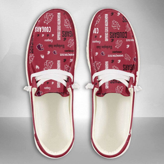NCAA Washington State Cougars Hey Dude Shoes Wally Lace Up Loafers Moccasin Slippers HDS1384