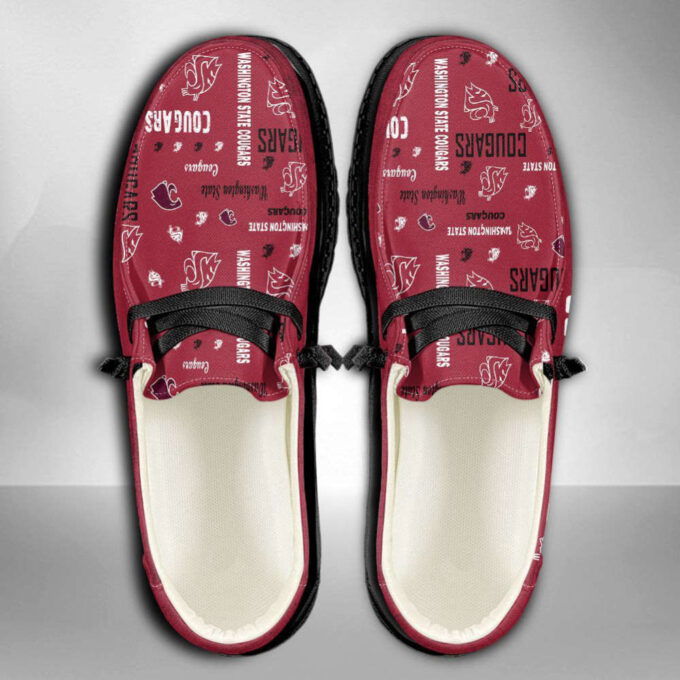 NCAA Washington State Cougars Hey Dude Shoes Wally Lace Up Loafers Moccasin Slippers HDS1384