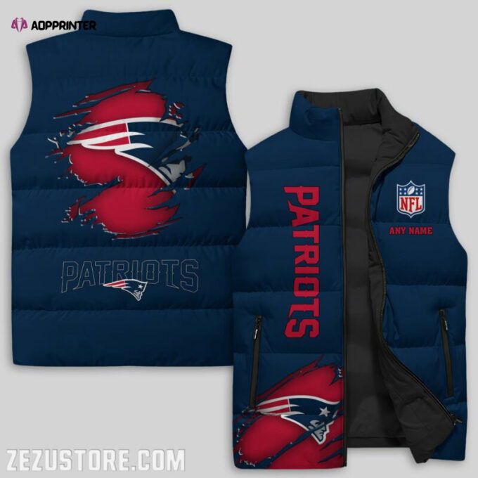 New England Patriots NFL Sleeveless Puffer Jacket Custom For Fans Gifts