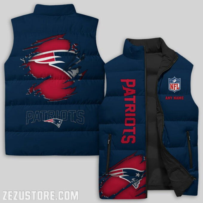 New England Patriots NFL Sleeveless Puffer Jacket Custom For Fans Gifts