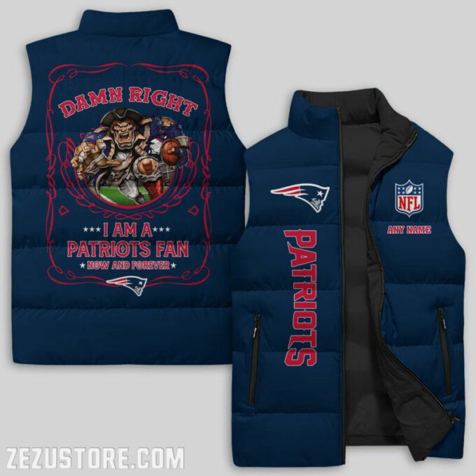 New England Patriots NFL Sleeveless Puffer Jacket Custom For Fans Gifts