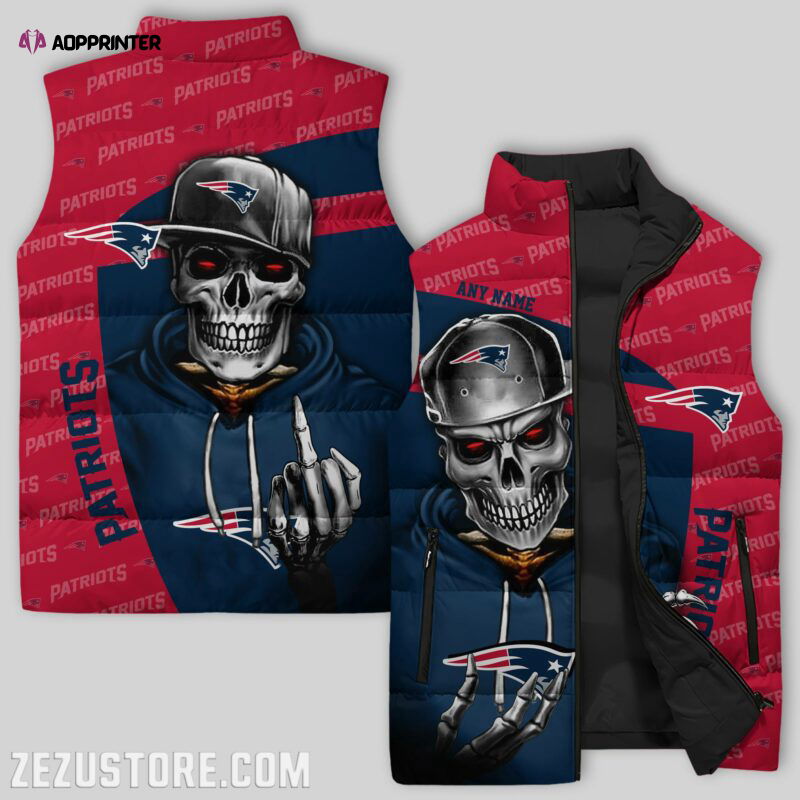 New England Patriots Sleeveless Puffer Jacket Custom For Fans Gifts New England Patriots Sleeveless Puffer Jacket Custom For Fans Gifts