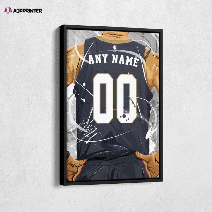 New Orleans Pelicans Jersey NBA Personalized Jersey Custom Name and Number Canvas Wall Art  Print Home Decor Framed Poster Man Cave Gift