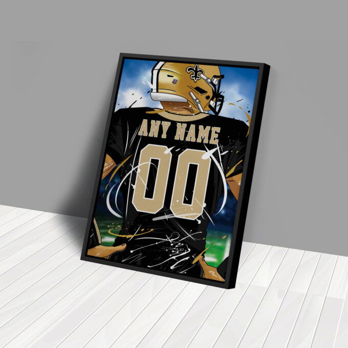 New Orleans Saints Jersey NFL Personalized Jersey Custom Name and Number Canvas Wall Art  Print Home Decor Framed Poster Man Cave Gift