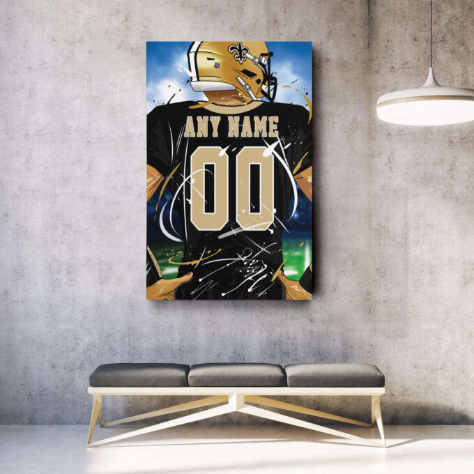 New Orleans Saints Jersey NFL Personalized Jersey Custom Name and Number Canvas Wall Art  Print Home Decor Framed Poster Man Cave Gift