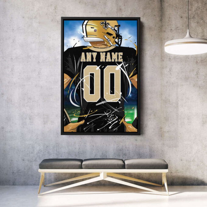 New Orleans Saints Jersey NFL Personalized Jersey Custom Name and Number Canvas Wall Art  Print Home Decor Framed Poster Man Cave Gift