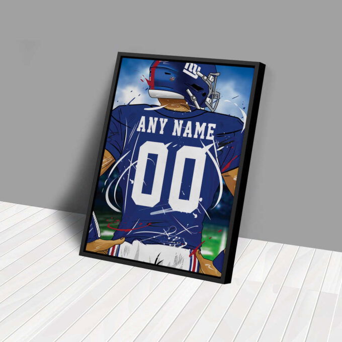 New York Giants Jersey NFL Personalized Jersey Custom Name and Number Canvas Wall Art  Print Home Decor Framed Poster Man Cave Gift