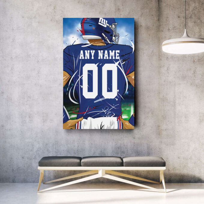New York Giants Jersey NFL Personalized Jersey Custom Name and Number Canvas Wall Art  Print Home Decor Framed Poster Man Cave Gift