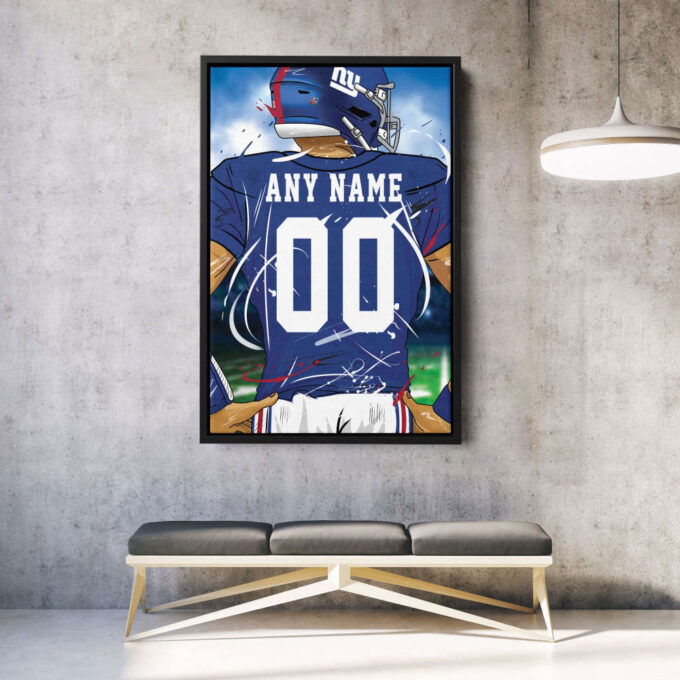 New York Giants Jersey NFL Personalized Jersey Custom Name and Number Canvas Wall Art  Print Home Decor Framed Poster Man Cave Gift