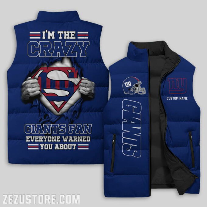 New York Giants NFL Sleeveless Puffer Jacket Custom For Fans Gifts