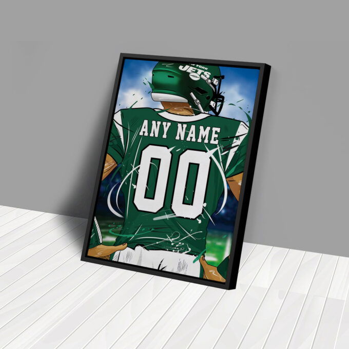 New York Jets Jersey NFL Personalized Jersey Custom Name and Number Canvas Wall Art  Print Home Decor Framed Poster Man Cave Gift