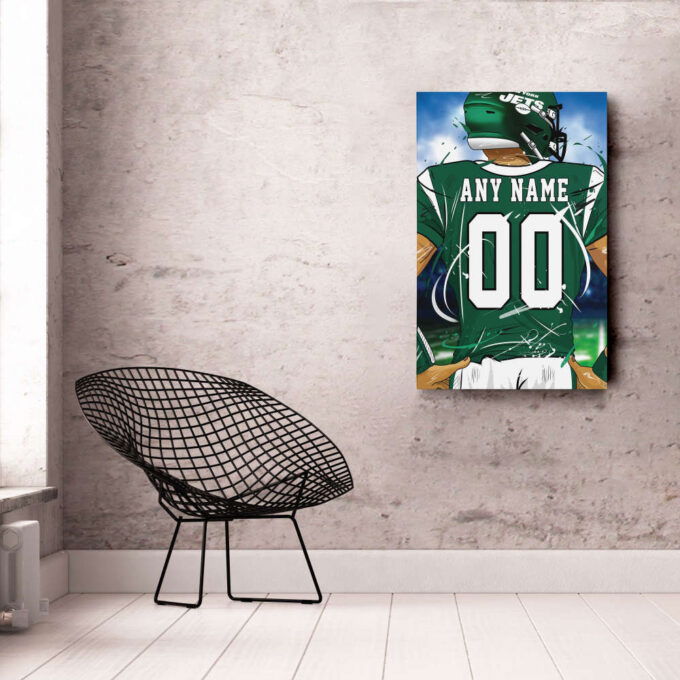 New York Jets Jersey NFL Personalized Jersey Custom Name and Number Canvas Wall Art  Print Home Decor Framed Poster Man Cave Gift