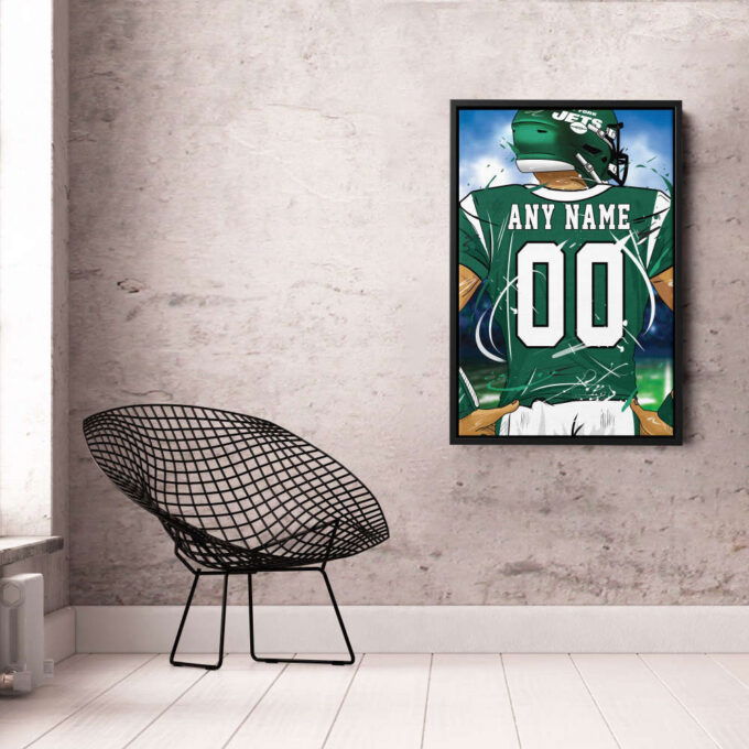 New York Jets Jersey NFL Personalized Jersey Custom Name and Number Canvas Wall Art  Print Home Decor Framed Poster Man Cave Gift