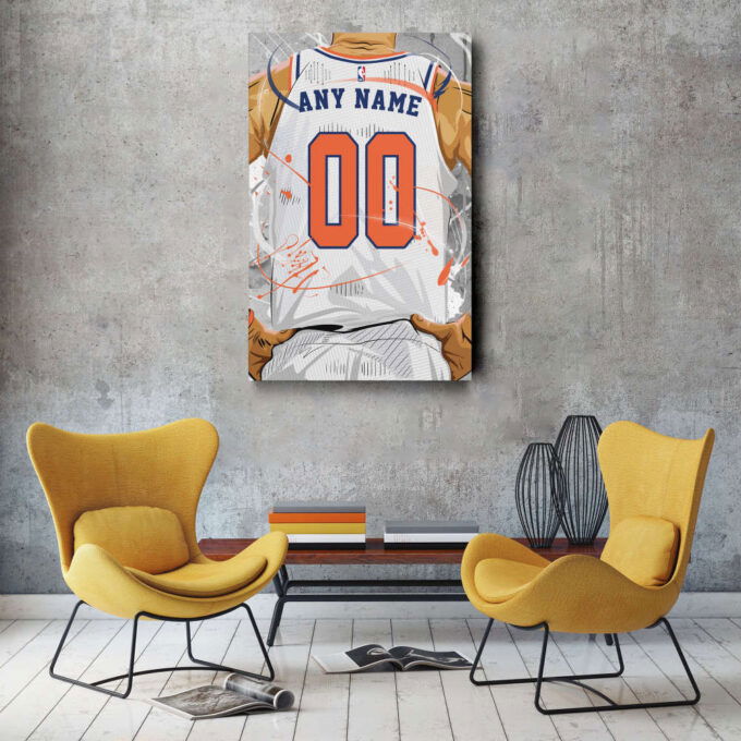 New York Knicks Jersey NBA Personalized Jersey Custom Name and Number Canvas Wall Art  Print Home Decor Framed Poster Man Cave Gift