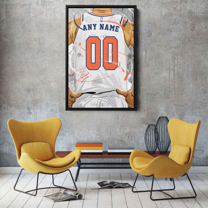 New York Knicks Jersey NBA Personalized Jersey Custom Name and Number Canvas Wall Art  Print Home Decor Framed Poster Man Cave Gift