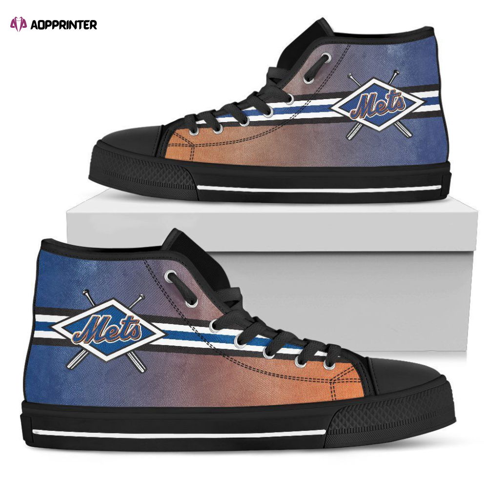 New York Mets MLB Baseball Custom Canvas High Top Shoes New York Mets MLB Baseball Custom Canvas High Top Shoes