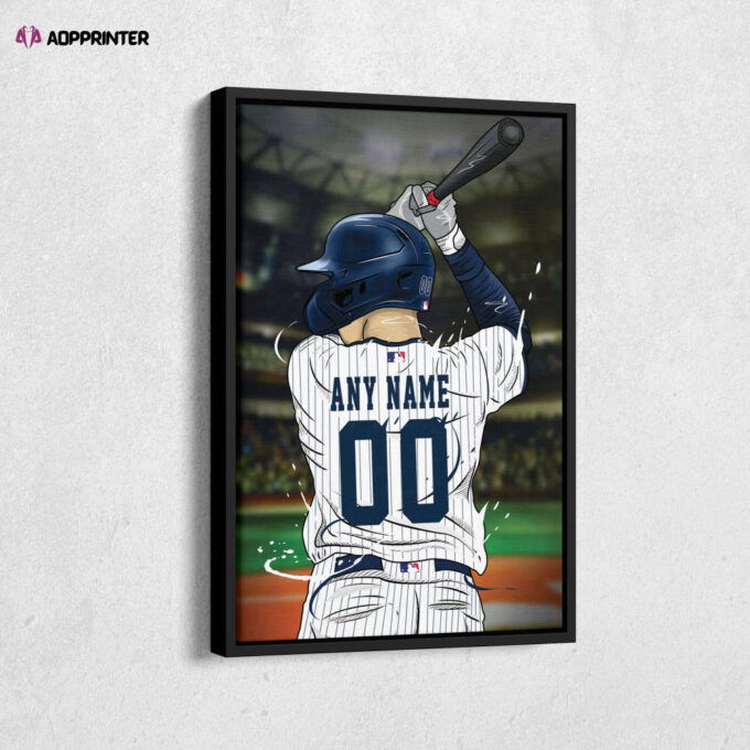 New York Yankees Jersey MLB Personalized Jersey Custom Name and Number Canvas Wall Art Print Home Decor Framed Poster Man Cave Gift
