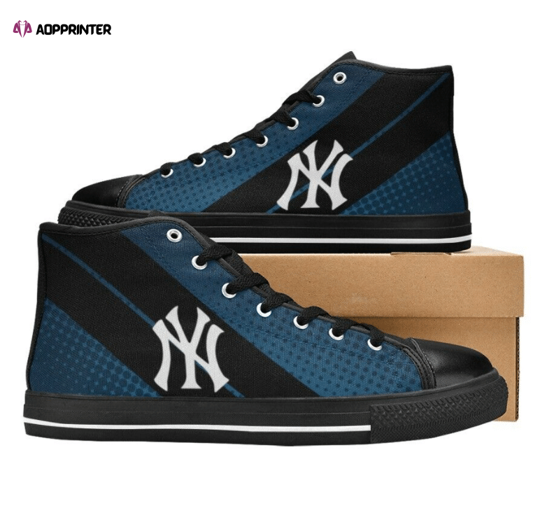 New York Yankees MLB Baseball Custom Canvas High Top Shoes New York Yankees MLB Baseball Custom Canvas High Top Shoes