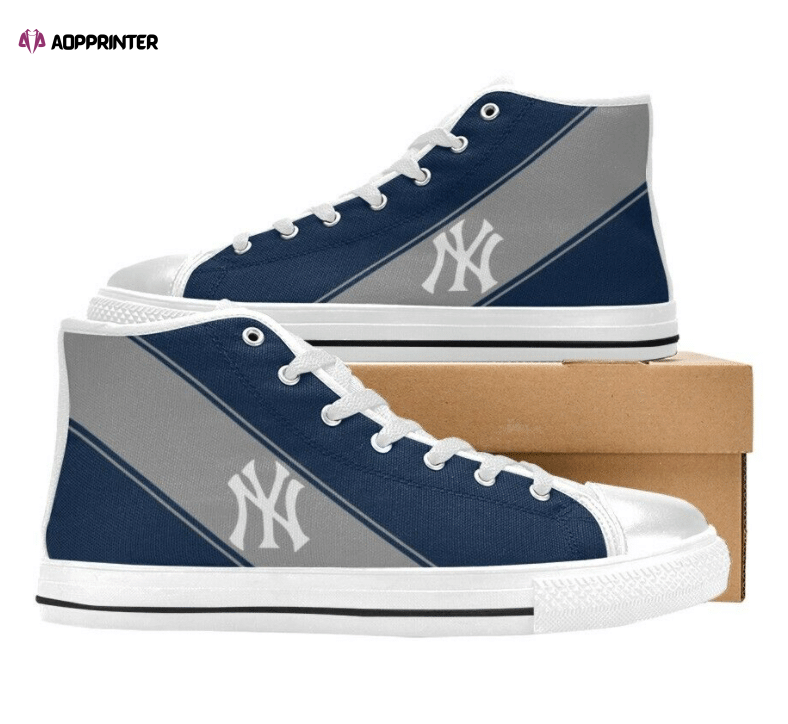 New York Yankees MLB Baseball Custom Canvas High Top Shoes New York Yankees MLB Baseball Custom Canvas High Top Shoes