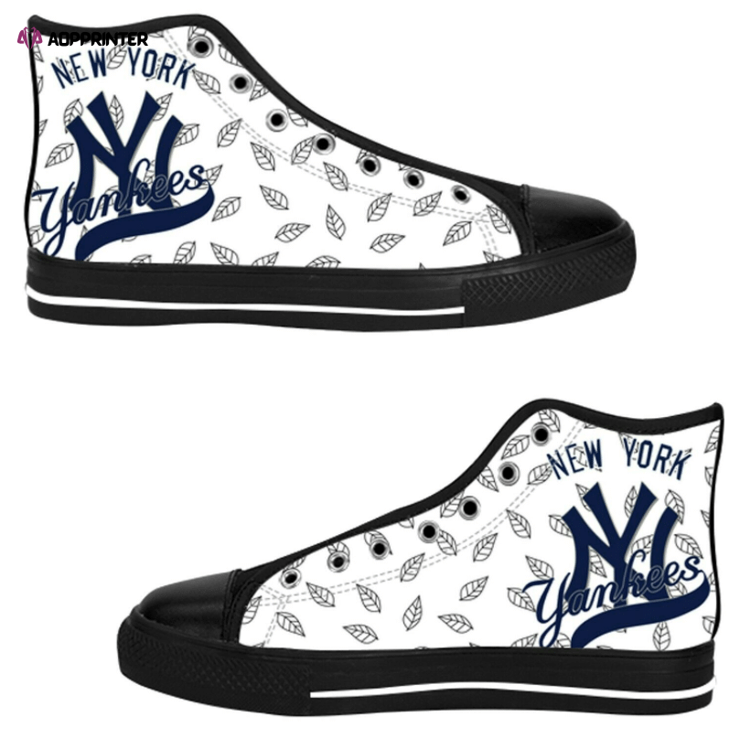 New York Yankees MLB Baseball Custom Canvas High Top Shoes New York Yankees MLB Baseball Custom Canvas High Top Shoes