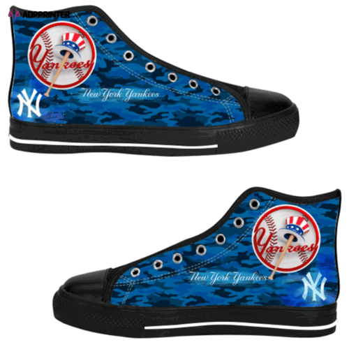 Cart 2 New York Yankees MLB Baseball Custom Canvas High Top Shoes