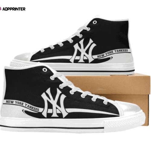 Cart 4 New York Yankees MLB Baseball Custom Canvas High Top Shoes